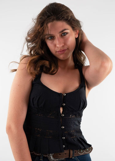 Kianna Lace Tank Top in Black by Free People