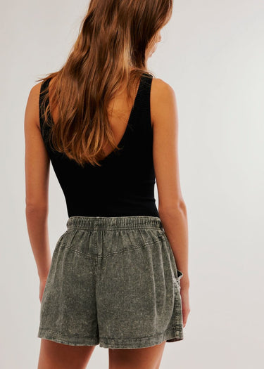 Behind Shorts Westmoreland Linen Pull-On Dried Basil by Free People