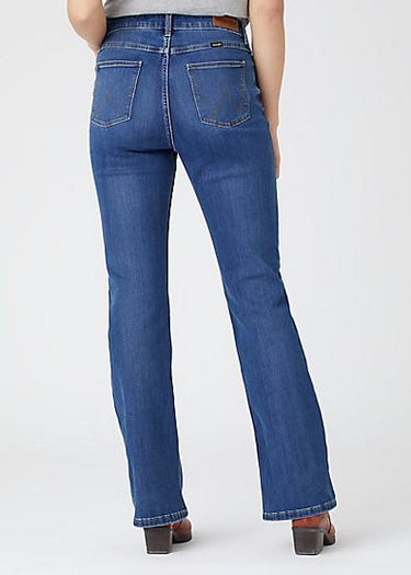 Behind Wrangler's Hudson bootcut jeans for women