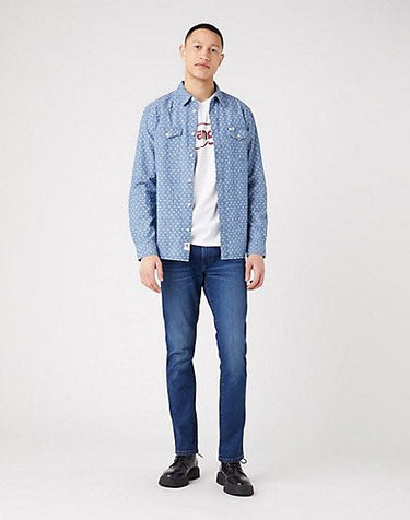 Wrangler Herren Mid Indigo offenes Hemd