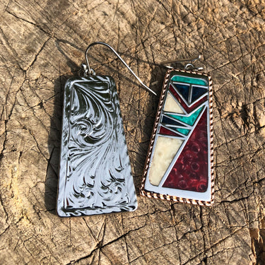 boucles d'oreilles particulières à motif aztèque