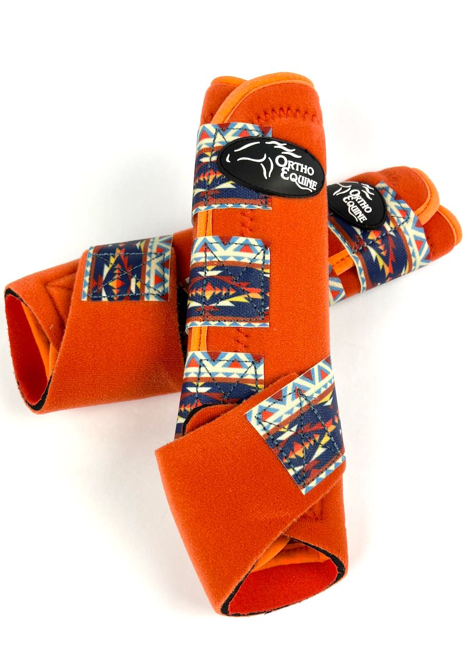 Shin Guards with Strap aztec pattern