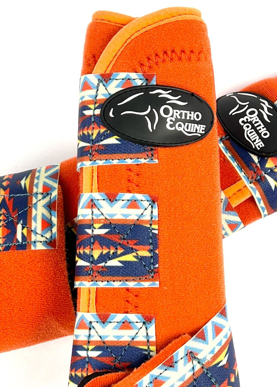 Shin Guards with Strap aztec pattern