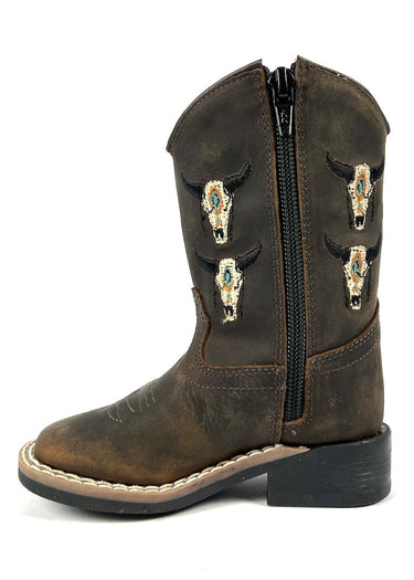 inner side zipper Cowboy Boots child Crookfrord of Old West